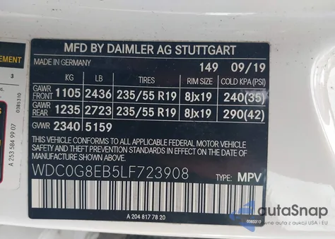 2020 Mercedes-Benz Glc 300 4Matic z USA, uszkodzony, nr VIN WDC0G8EB5LF723908